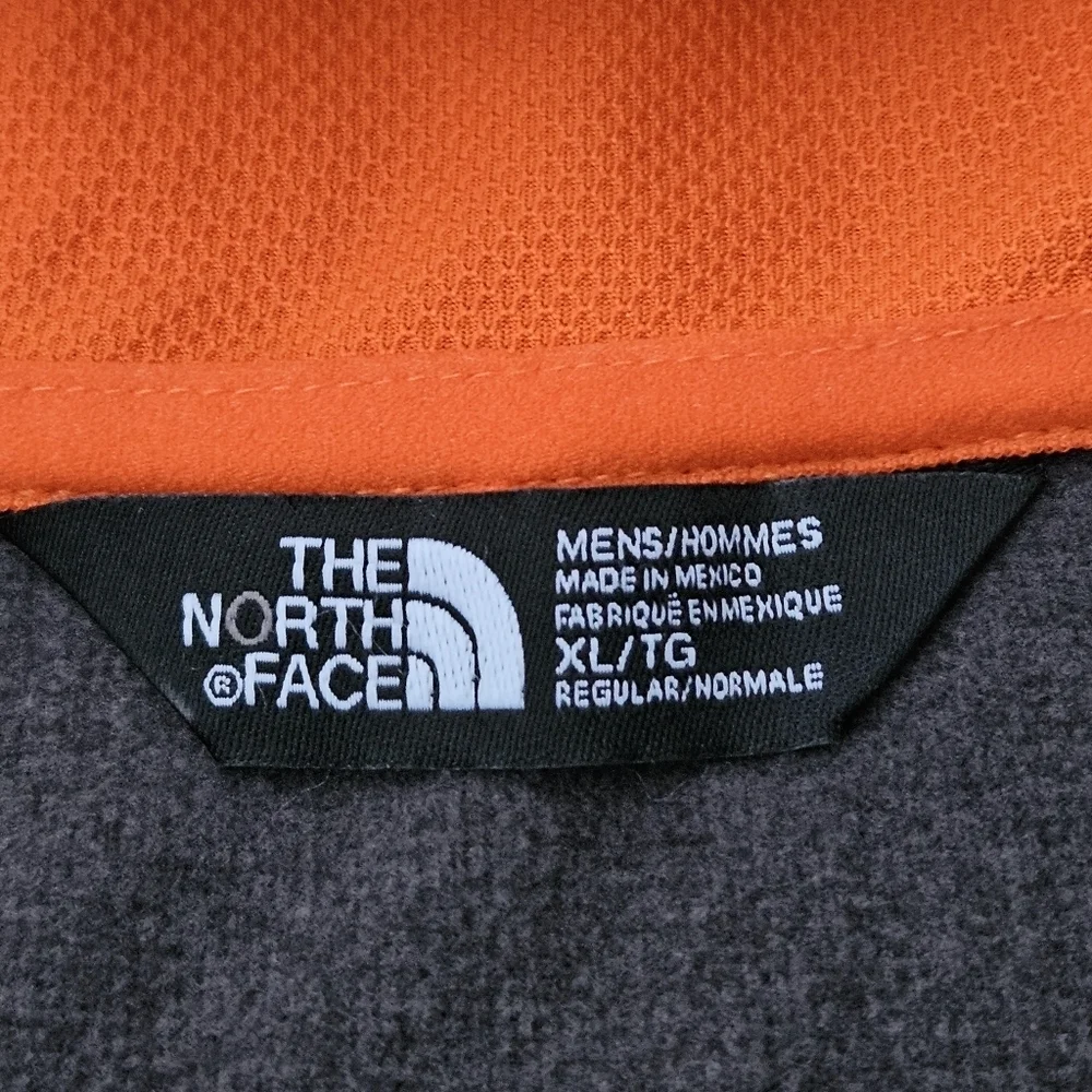 North Face Men’s Zip Up Sweatshirt Size XL Full Zip Hoodie Jacket Gray Orange